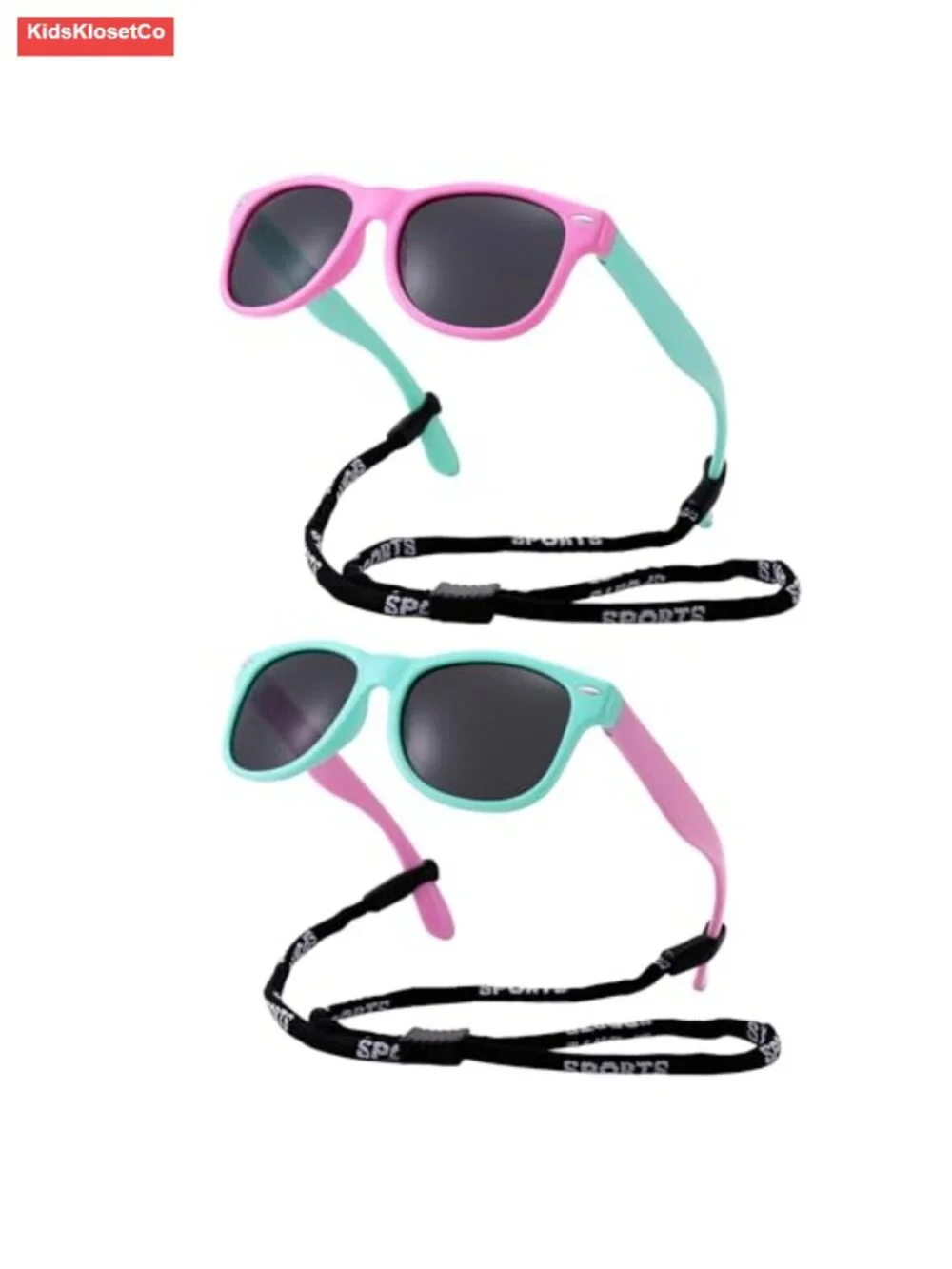 Polarized Kids Sunglasses with Strap UV Protection Flexible Rubber Frame